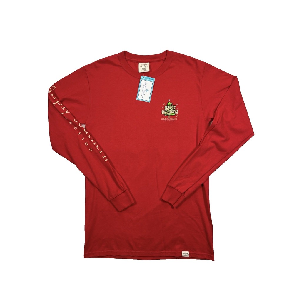 Simply Southern Shirt Womens Small Red Long Sleeve Santa Believe Christmas Tee - Picture 2 of 8